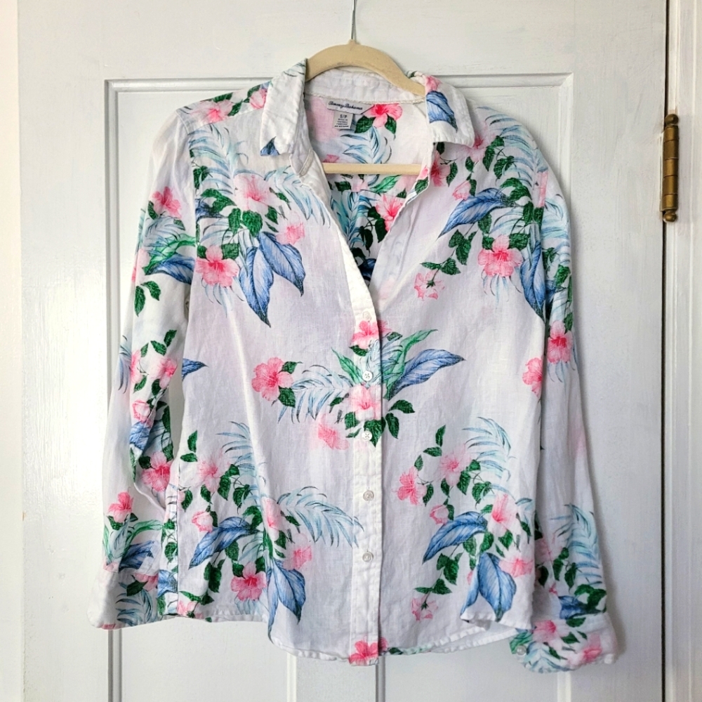 Tommy Bahama  printed linen blouse
